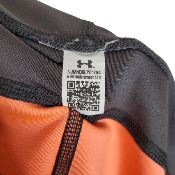 Under Armour Heat Gear Mid-rise Geometric Active Capri Leggings Dark Gray Orange - Picture 9 of 14